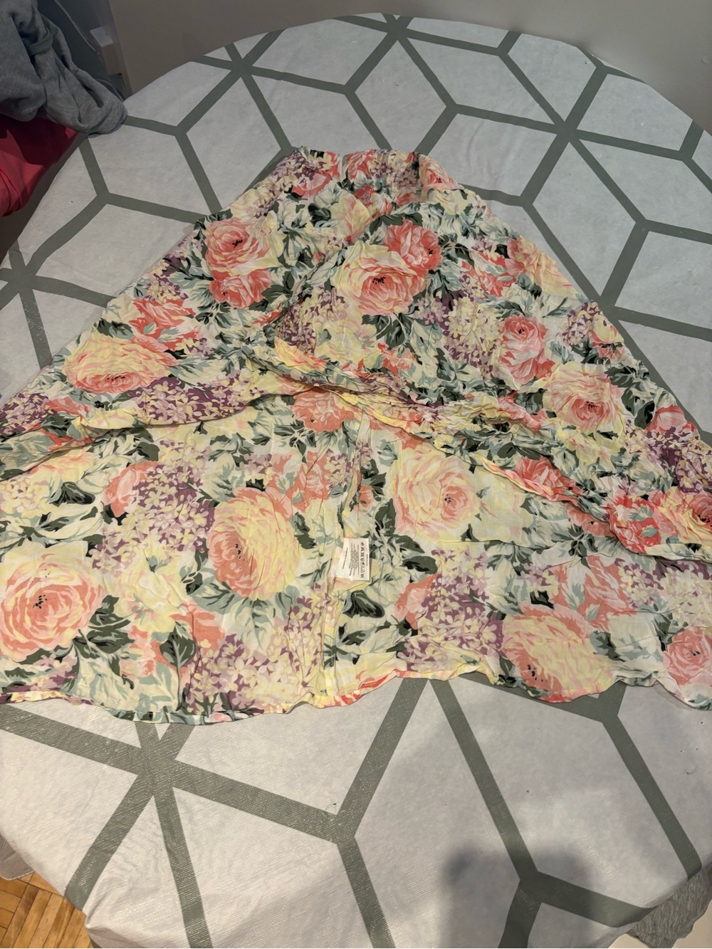 Faithfull the Brand Floral Circle cover up Skirt in Pastel Pink, Cream & Lavende
